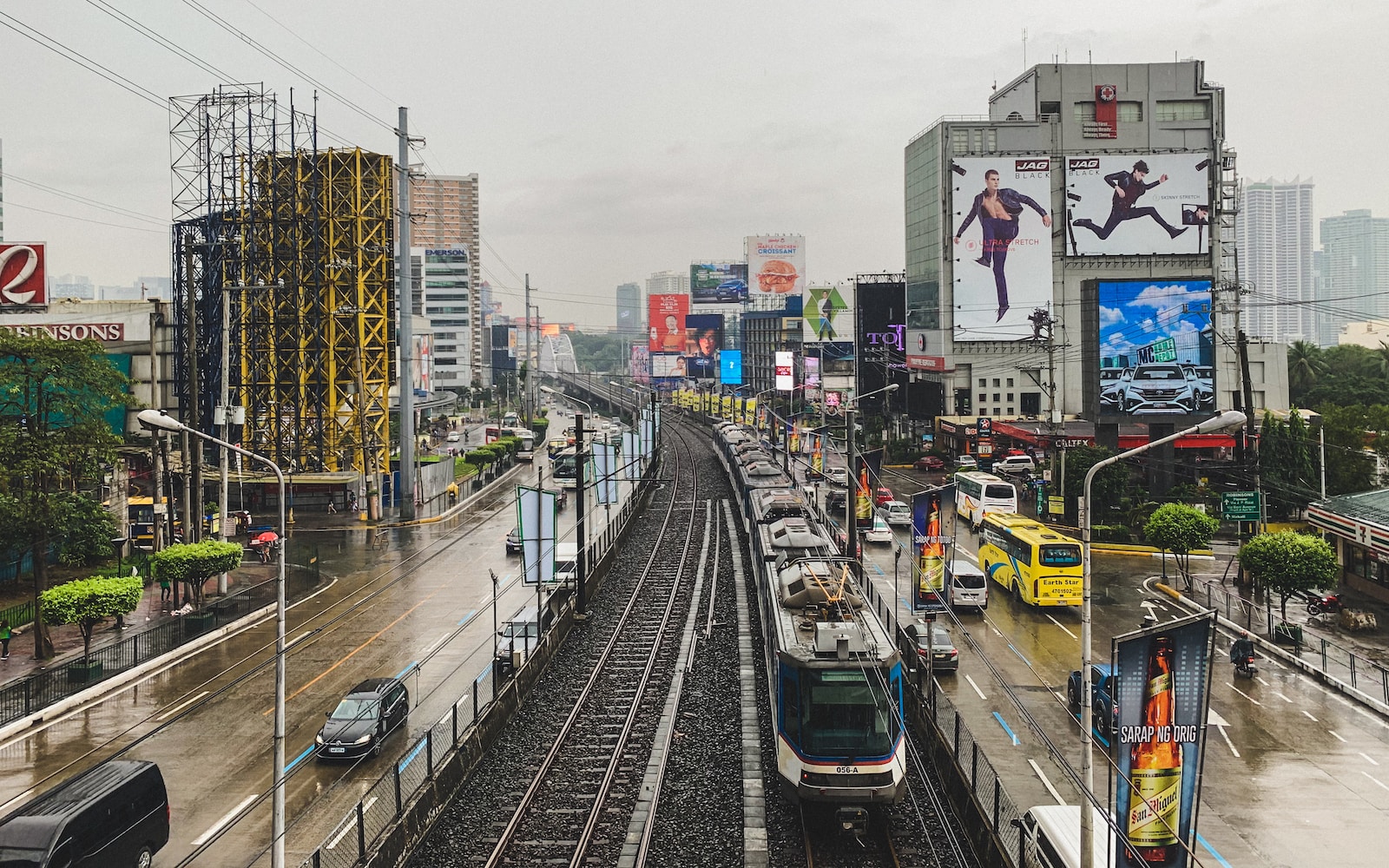 train beside building